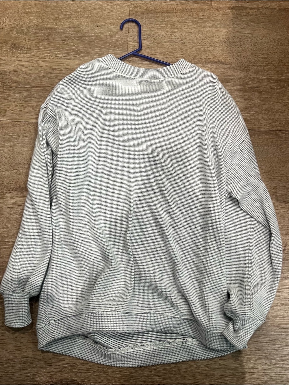 aerie Light Gray Crewneck Waffle Knit Pullover